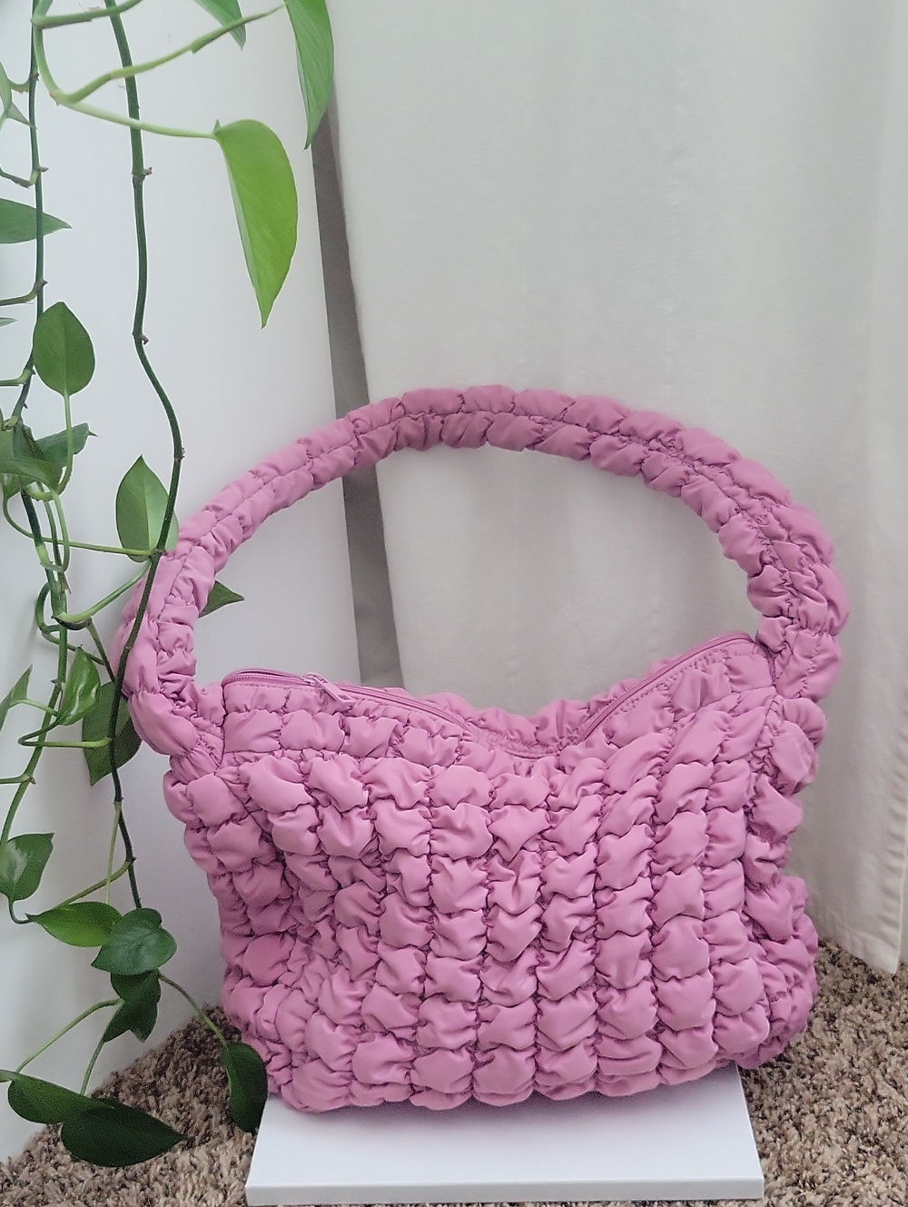 Pink Quilted Shoulder Bag - Unbranded
